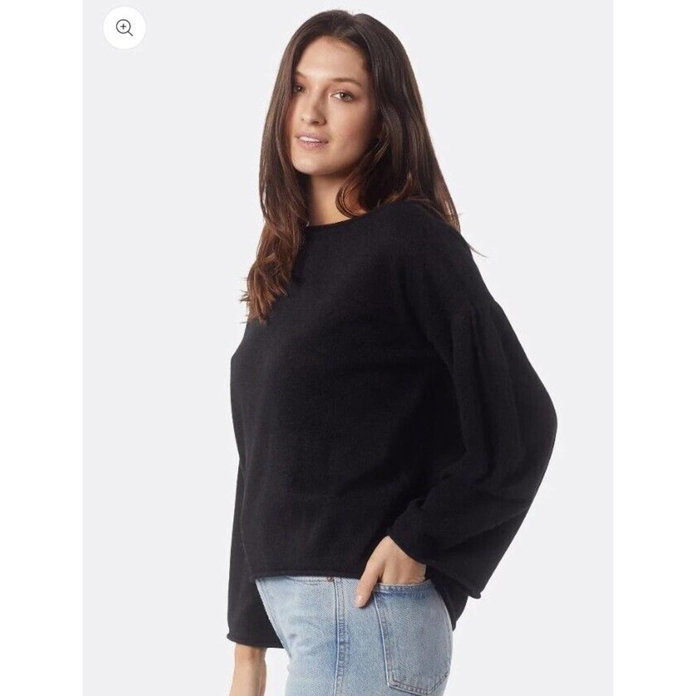 JOIE Women’s xxs black Cropped Short Puff Sleeve Sweater Top Wool &‎ Cashmere